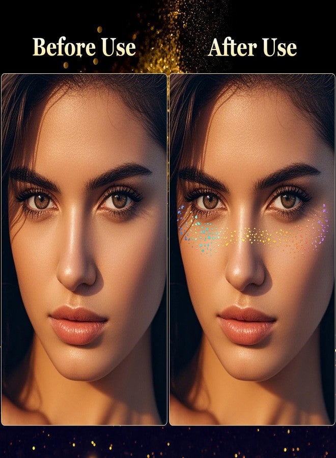HyperFun 12Pcs Face Glitter Freckles, Face Glitter Fake Freckles Sticker, Gold Sliver Holographic Multichrome Waterproof Sparkle Freckles Makeup Patches for Women Rave Festival Accessories Party Prom - Image 3
